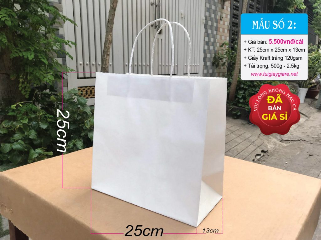 Túi giấy kraft trắng đựng quần áo