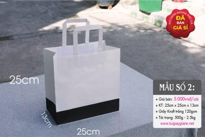 Túi giấy kraft trắng đựng đồ thời trang nam nữ - Sọc đen