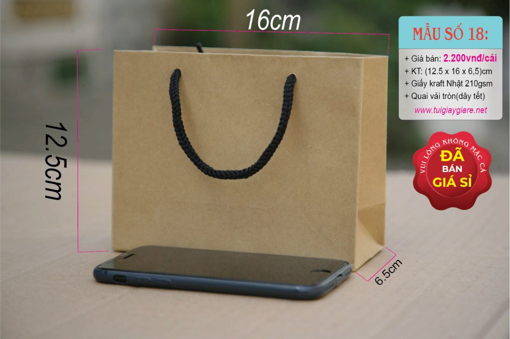 Túi giấy Kraft ngang mini do công ty Vũ Thị sản xuất