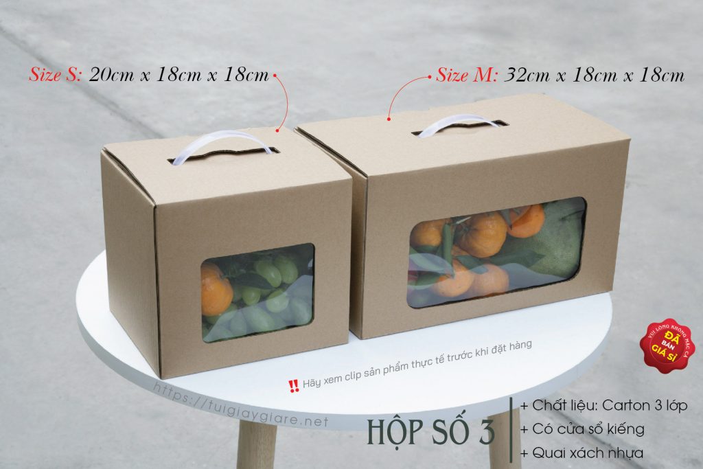 Hộp đựng trái cây carton  - Hộp carton đựng táo - Gồm 2 size S M - Fruit packaging box