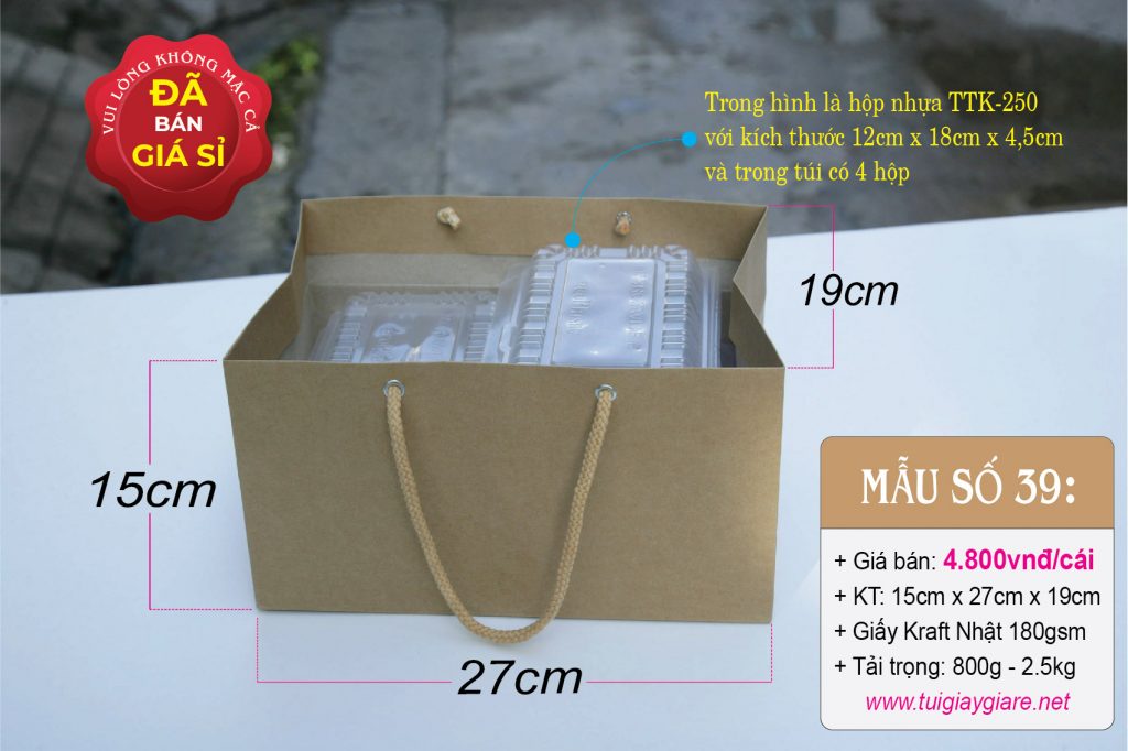 Túi giấy đựng hộp thức ăn lớn