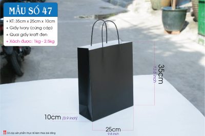 Túi giấy cao cấp đen có cán màn chống trầy và chống thấm