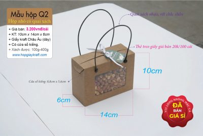 Hộp giấy kraft nhỏ đựng thực phẩm, trái cây - Có quai xách