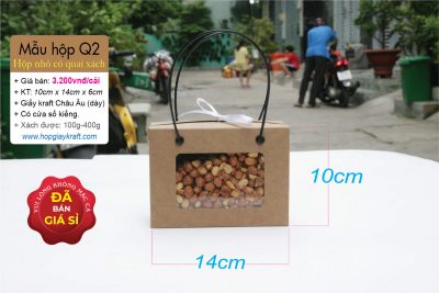 Hộp giấy kraft nhỏ đựng thực phẩm, trái cây - Có quai xách