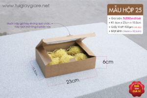 Hộp giấy kraft nắp ngang có mặt kính đựng thực phẩm khô, nông sản sạch, tôm khô, cá khô